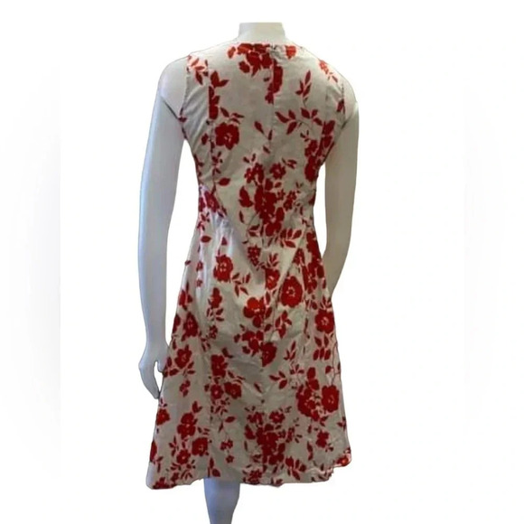 Lonky Red & White Floral sleeveless Midi Dress Size Large - Picture 3 of 10